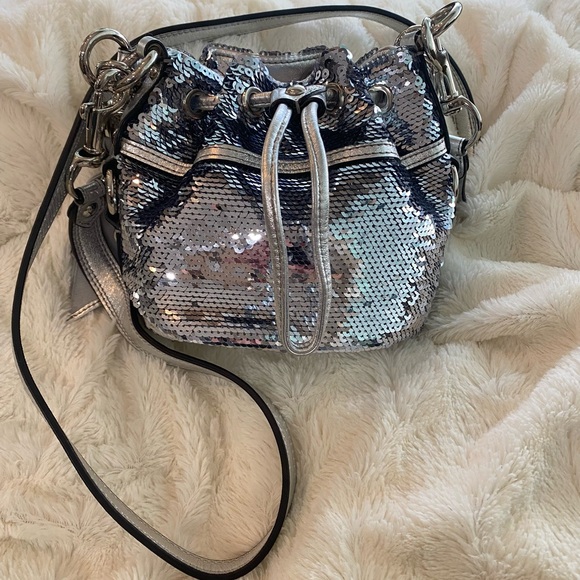 Coach Poppy Silver Sequin Women's Bag - Picture 3 of 10